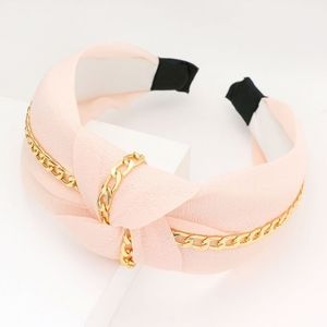 Gold Chain Peach Knot Headband Bling Fashion Hair Cute Statement Accessory Trim